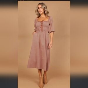 Petal & Pup Georgette Puffsleeve Midi Dress